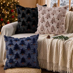 Christmas Pillow Covers 16x16 inch Set of 2 Navy Blue Christmas Decorations Soft Plush Faux Fur Wool Christmas, alternate