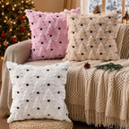 Christmas Pillow Covers 16x16 inch Set of 2 Pink Christmas Decorations Soft Plush Faux Fur Wool Christmas Tree, alternate