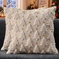 Christmas Pillow Covers 18 x 18 inch Set of 2 Beige Christmas Tree Pillow Covers Decorations Plush Faux Fur Soft