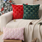 Christmas Pillow Covers 18 x 18 inch Set of 2 Pink Christmas Tree Pillow Covers Decorations Plush Faux Fur Soft, alternate