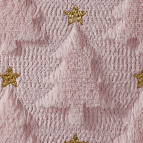 Christmas Pillow Covers 18 x 18 inch Set of 2 Pink Christmas Tree Pillow Covers Decorations Plush Faux Fur Soft, alternate