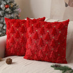 Christmas Pillow Covers 18 x 18 inch Set of 2 Red Christmas Tree Pillow Covers Decorations Plush Faux Fur Soft