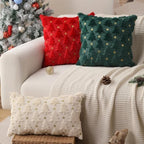 Christmas Pillow Covers 18 x 18 inch Set of 2 Red Christmas Tree Pillow Covers Decorations Plush Faux Fur Soft, alternate