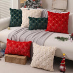 Christmas Pillow Covers 18 x 18 inch Set of 2 Red Christmas Tree Pillow Covers Decorations Plush Faux Fur Soft, alternate
