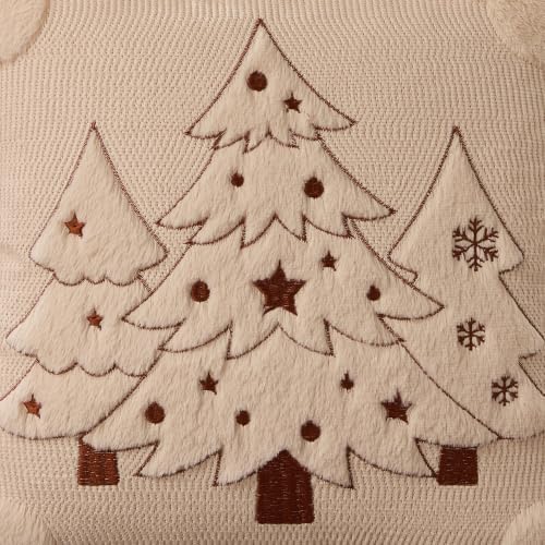 Christmas Pillow Covers 18x18 Beige Xmas Tree Plush Decor PT024C18, alternate view 3