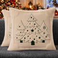 Christmas Pillow Covers 18x18 Beige Xmas Tree Plush PT024B18