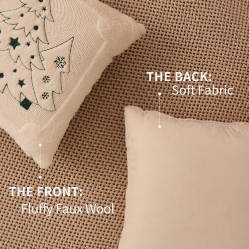 Christmas Pillow Covers 18x18 Beige Xmas Tree Plush PT024B18, alternate view 4