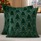 Christmas Pillow Covers 18x18 inch Set of 2 Christmas Decorations Soft Plush Faux Fur Wool Green Yellow
