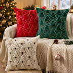 Christmas Pillow Covers 18x18 inch Set of 2 Christmas Decorations Soft Plush Faux Fur Wool Green Yellow, alternate view 4