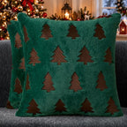 Christmas Pillow Covers 18x18 Pack 2 Green Plush Xmas Decor P022C18