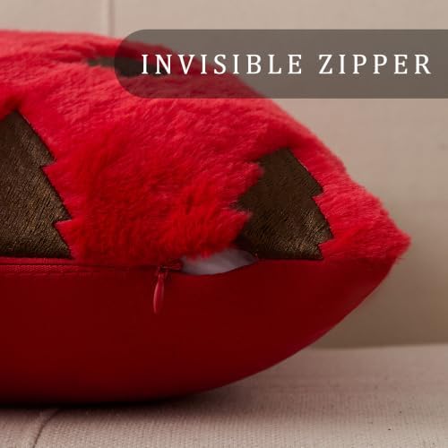 Christmas Pillow Covers 18x18 Pack 2 Red Plush Xmas Decor P022D18, alternate view 2