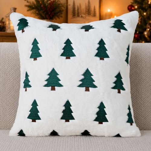 Christmas Pillow Covers 18x18 Pack 2 White Home Xmas Decor P023B18, alternate view 5