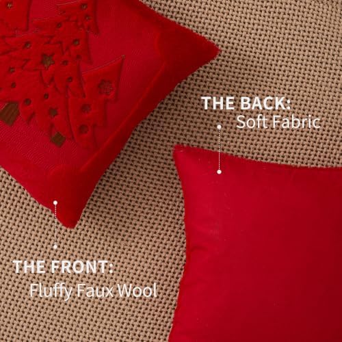 Christmas Pillow Covers 18x18 Red Xmas Tree Plush Decor PT024E18, alternate view 4