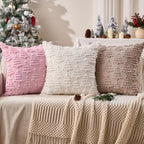 Christmas Pillow Covers 18x18 Set of 2 Christmas Decoration Grey Xmas Tree Pillow Cases Plush Faux Fur Soft, alternate view 5