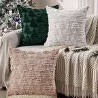 Christmas Pillow Covers 18x18 Set of 2 Christmas Decoration Grey Xmas Tree Pillow Cases Plush Faux Fur Soft, alternate view 6