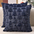 Christmas Pillow Covers 18x18 Set of 2 Christmas Decoration Navy Blue Xmas Tree Pillow Cases Plush Faux Fur Soft