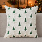 Christmas Pillow Covers 18x18 Set of 2 Cream White Green Xmas Tree Pillow Covers Soft Plush Faux Fur Christmas, alternate