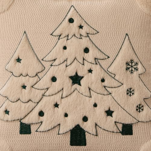 Christmas Pillow Covers 20x20 Beige Xmas Tree Plush PT024B20, alternate view 3
