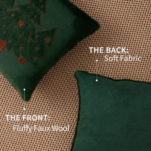 Christmas Pillow Covers 20x20 Green Xmas Tree Plush Decor PT024A20, alternate view 4