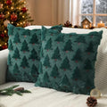 Christmas Pillow Covers 20x20 inch Set of 2 Christmas Decorations Soft Plush Faux Fur Wool Green Christmas Tree