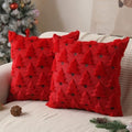 Christmas Pillow Covers 20x20 inch Set of 2 Christmas Decorations Soft Plush Faux Fur Wool Red Christmas Tree