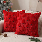 Christmas Pillow Covers 20x20 inch Set of 2 Christmas Decorations Soft Plush Faux Fur Wool Red Christmas Tree