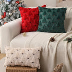Christmas Pillow Covers 20x20 inch Set of 2 Christmas Decorations Soft Plush Faux Fur Wool Red Christmas Tree, alternate view