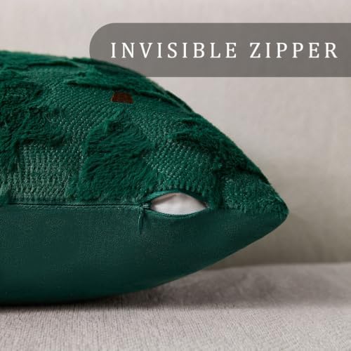 Christmas Pillow Covers 20x20 inch Set of 2 Christmas Decorations Soft Plush Faux Fur Wool Green Christmas Tree, alternate