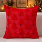 Christmas Pillow Covers 20x20 inch Set of 2 Christmas Decorations Soft Plush Faux Fur Wool Red Christmas Tree, alternate view