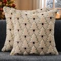Christmas Pillow Covers 20x20 inch Set of 2 Christmas Decorations Soft Plush Faux Fur Wool Beige Xmas Tree Throw