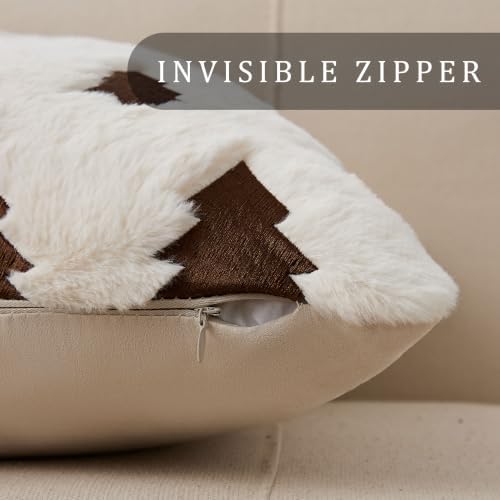 Christmas Pillow Covers 20x20 Pack 2 Beige Plush Xmas Decor P022A20, alternate view 2