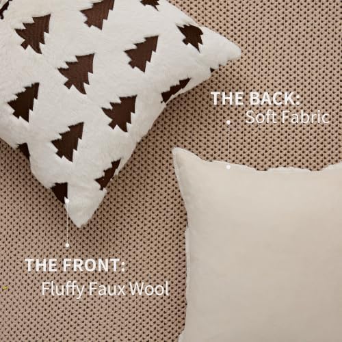Christmas Pillow Covers 20x20 Pack 2 Beige Plush Xmas Decor P022A20, alternate view 4