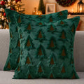 Christmas Pillow Covers 20x20 Set of 2 Green Brown Double Xmas Tree Pillow Covers Soft Plush Faux Fur Christmas