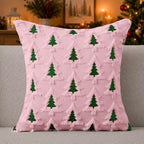 Christmas Pillow Covers 20x20 Set of 2 Pink Green Double Xmas Tree Pillow Covers Soft Plush Faux Fur Christmas, alternate