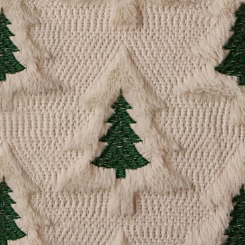 Christmas Pillow Covers 22x22 Set of 2 Beige Double Xmas Tree Pillow Covers Soft Plush Faux Fur Christmas, alternate view 3