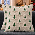 Christmas Pillow Covers 24x24 Set of 2 Beige Double Xmas Tree Pillow Covers Soft Plush Faux Fur Christmas