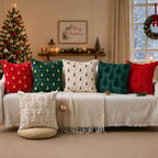 Christmas Pillow Covers 24x24 Set of 2 Beige Double Xmas Tree Pillow Covers Soft Plush Faux Fur Christmas, alternate view 6