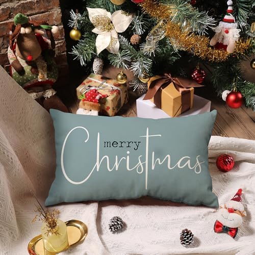 Christmas Pillow Covers Merry Christmas Throw Pillow Decorative Beige Cotton Cloth Linen Cloth Pillow Cover Sofa, alternate
