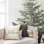 Christmas Pillow Covers Merry Christmas Throw Pillow Decorative Beige Cotton Cloth Linen Cloth Pillow Cover Sofa, alternate