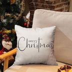 Christmas Pillow Covers Merry Christmas Throw Pillow Decorative Beige Cotton Cloth Linen Cloth Pillow Cover Sofa, alternate