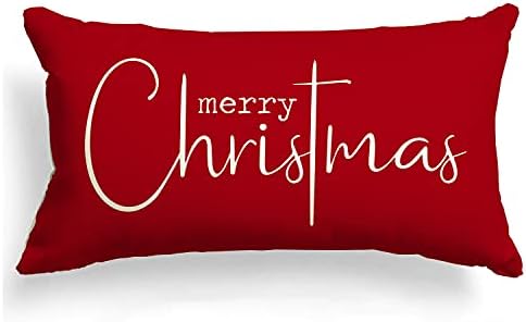 Christmas Pillow Covers Merry Christmas Throw Pillow Decorative Christmas Red Cotton Cloth Linen Cloth Pillow