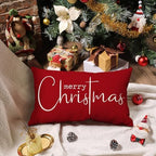 Christmas Pillow Covers Merry Christmas Throw Pillow Decorative Christmas Red Cotton Cloth Linen Cloth Pillow, alternate view