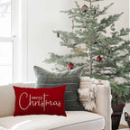 Christmas Pillow Covers Merry Christmas Throw Pillow Decorative Christmas Red Cotton Cloth Linen Cloth Pillow, alternate view