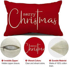 Christmas Pillow Covers Merry Christmas Throw Pillow Decorative Christmas Red Cotton Cloth Linen Cloth Pillow, alternate view