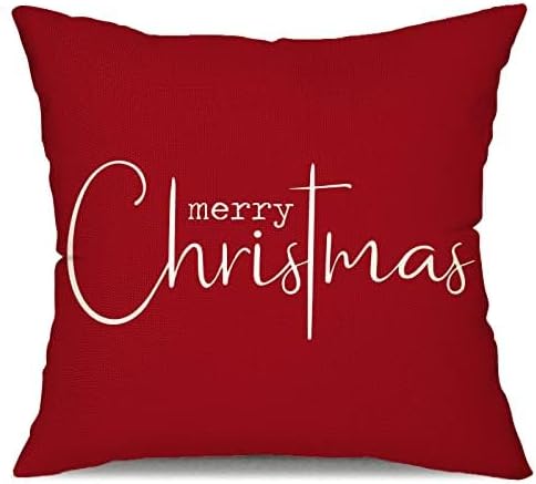 Christmas Pillow Covers Merry Christmas Throw Pillow Decorative Christmas Red Cotton Cloth Linen Cloth Pillow