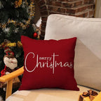 Christmas Pillow Covers Merry Christmas Throw Pillow Decorative Christmas Red Cotton Cloth Linen Cloth Pillow, alternate view