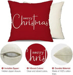 Christmas Pillow Covers Merry Christmas Throw Pillow Decorative Christmas Red Cotton Cloth Linen Cloth Pillow, alternate view