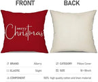 Christmas Pillow Covers Merry Christmas Throw Pillow Decorative Christmas Red Cotton Cloth Linen Cloth Pillow, alternate view