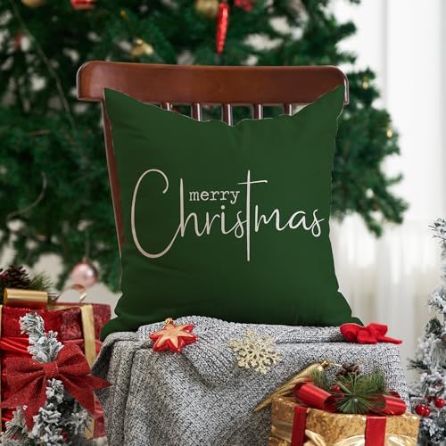 Christmas Pillow Covers Merry Christmas Throw Pillow Decorative Christmas Green Cotton Cloth Linen Cloth Pillow, alternate
