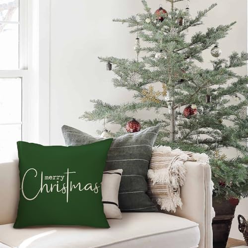 Christmas Pillow Covers Merry Christmas Throw Pillow Decorative Christmas Green Cotton Cloth Linen Cloth Pillow, alternate
